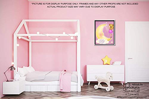 Love You To The Moon And Back Poster for Girls Nursery Bedroom Decor Art Print Kids Room Pink Wall Decoration Unframed