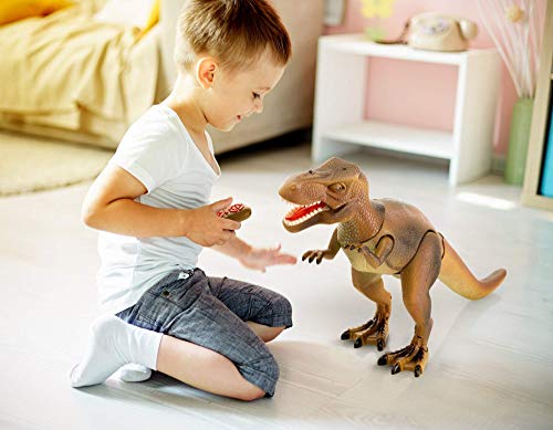 Advanced Play Dinosaur Trex Toy Realistic Walking Tyrannosaurus Rex Multifunction RC Trex Toy Figure with Roaring Spraying Function Good Dinosaur Toys for Boys Girls Ages 3 Plus