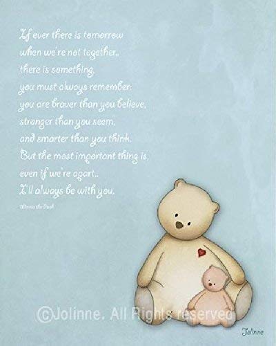 Nursery Wall Art Winnie the Pooh Quote Artwork Girl Boy Unisex Baby Shower Gift Unframed Poster