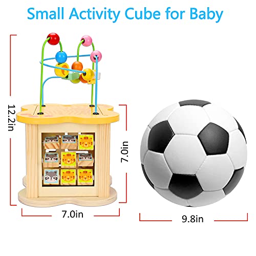 Wooden Baby Toys Activity Cube 6-in-1 Play Center Bead Maze Animal Shape Sorter Learning Montessori Sensory Infant Toys 6 12 9 18 Month 1 2 Year Old Development Toddler Boys Girls First Birthday Gift