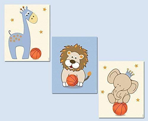 Basketball Wall Art Sports Prints Baby Boy Nursery Decor Set of 3 Unframed Posters 8"x10" / 11"x14"