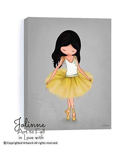 African American Ballerina Canvas Picture Girls Room Art Baby Nursery Decor Ready to Hang Custom Hair Skin color