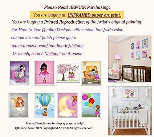 Girls Room Poster Kids Bedroom Decor Nursery Art Unframed Print 8x10 11x14 16x20 Custom Hair Skin Color