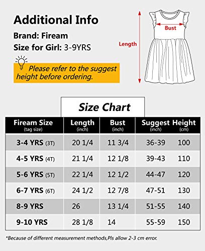 Fiream Unicorn Costume for Girls,Tulle Dresses for Girls Applique Cartoon Cotton Casual Dresses(JP022,8T)