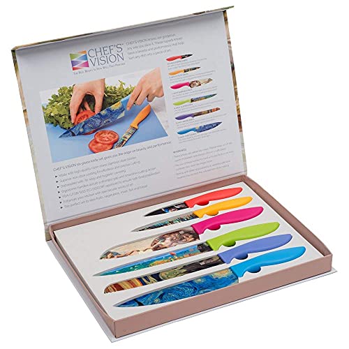 Masterpiece Knife Set in Gift Box - Cool gifts for Art Lovers - 6 Piece Color Chef's Knives Set - Gifts for Family, Kitchen Gifts for Chefs, Unique Wedding Presents for Him and Her, Housewarming Gifts