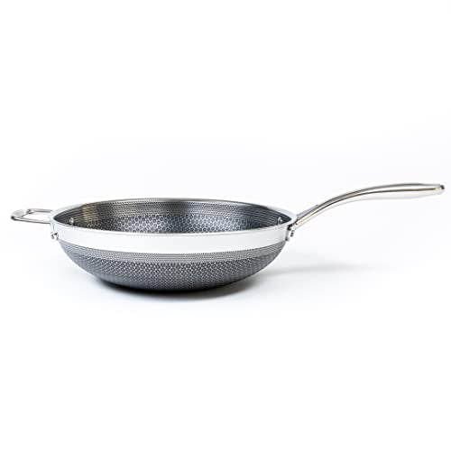 HexClad 12 Inch Hybrid Stainless Steel Wok with Stay Cool Handle