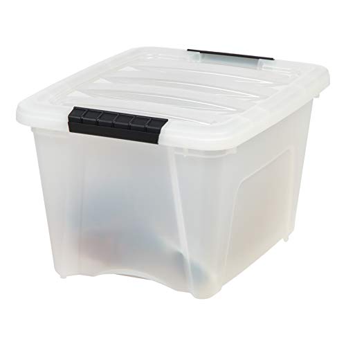 Iris USA 6 Quart Stack & Pull Clear Storage Box, Gray, 12 Pack