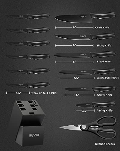 syvio Knife Sets for Kitchen with Block, Kitchen Knife Sets 14 Piece w -  Jolinne