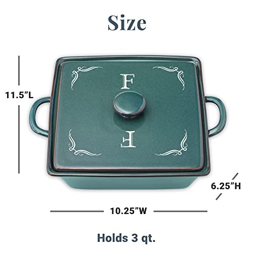Let's Make Memories Personalized Square Stoneware Casserole Dish - Any Message - Navy