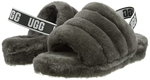 UGG Women's Fluff Yeah Slide Slipper, Charcoal, 8 M US