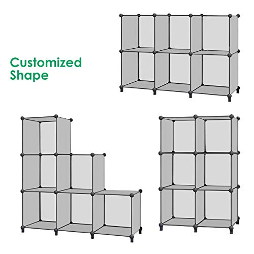 TomCare Cube Storage 6-Cube Book Shelf Storage Shelves Closet Organizer Cube Organizer Shelving Plastic Bookshelf Bookcase DIY Closet Cabinet Organizers Shelves for Bedroom Office Living Room, Grey