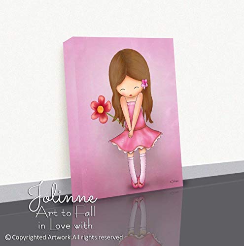 Girls Bedroom Canvas Wall Art Decor Children's Room Baby Shower Gift Pink Nursery Design Ready to Hang Custom Hair and Skin Color