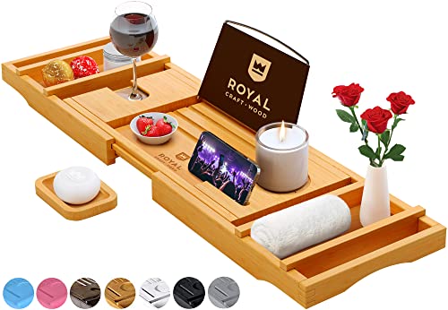 Expandable Bamboo Bathtub Caddy Tray