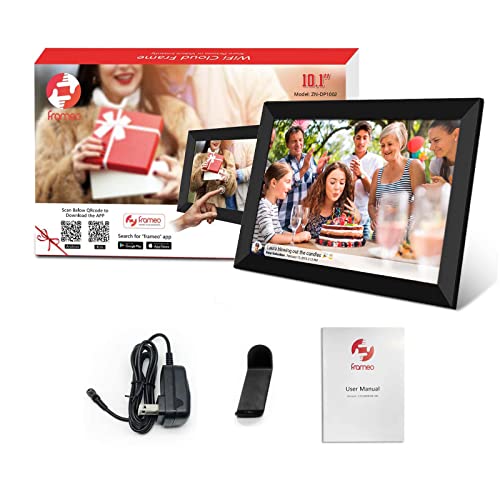 FRAMEO 10.1 Inch Smart WiFi Digital Photo Frame 1280x800 IPS LCD Touch Screen, Auto-Rotate Portrait and Landscape, Built in 16GB Memory, Share Moments Instantly via Frameo App from Anywhere