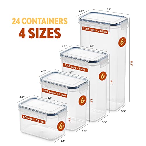 Airtight Food Storage Containers With Lids, 24 Pcs Plastic Kitchen And  Pantry Organization Canisters For Cereal, Dry Food, Flour And Sugar, Bpa  Free