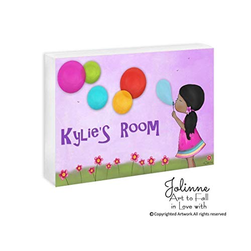 Kids Room Door Sign Personalized Name Girls Bedroom Decor Plaque Baby Shower Art Gift Custom Hair and Skin Color