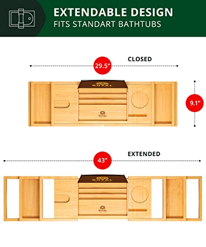 FNBBCT1 Bamboo Bathtub Caddy Wood Expandable Bath Tray Two Extra SPA T –  FURNINXS