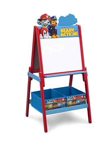 Delta Children Wooden Double-Sided Kids Easel with Storage -Ideal for Arts & Crafts, Drawing, Homeschooling and More, Nick Jr. PAW Patrol