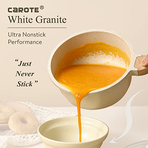 CAROTE 1.5Qt & 2.4Qt Sauce Pan Set with Lid Nonstick Saucepan 4