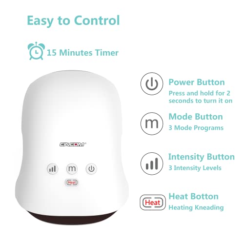 CINCOM Cordless Hand Massager with Heat 026H White
