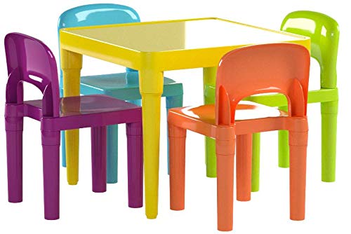 Humble Crew, Vibrant Kids Plastic Table and 4 Chairs Set - Jolinne