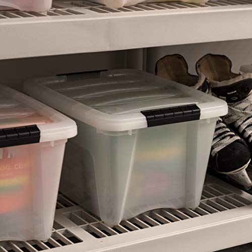IRIS USA TB-17 19 Quart Stack & Pull Box, Multi-Purpose Storage Bin, 6 Pack, Pearl