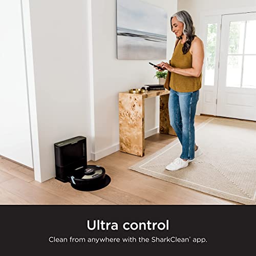 Shark AV2610WA AI Ultra 2in1 Robot Vacuum & Mop with Sonic Mopping, Matrix Clean, Home Mapping, HEPA Bagless Self Empty Base, CleanEdge Technology, for Pet Hair, Wifi, Works with Alexa, Black/Gold