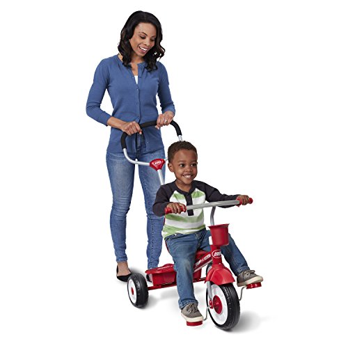 Radio Flyer 4-in-1 Stroll 'N Trike, Red Toddler Tricycle for Ages 9 Months -5 Years, 19.88" x 35.04" x 40.75"