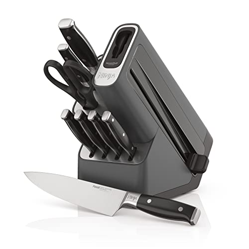 9pcs Kitchen Knife Set with Block, Chef Knife set with Sharpener