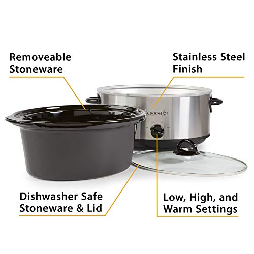 Crock-pot Oval Manual Slow Cooker, 8 quart, Stainless Steel