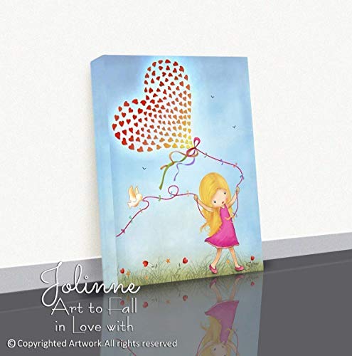 Girls Room Wall Art Canvas Print Nursery Decor Kids Artwork Illustration,Custom Hair and Skin Color, Ready to Hang Picture
