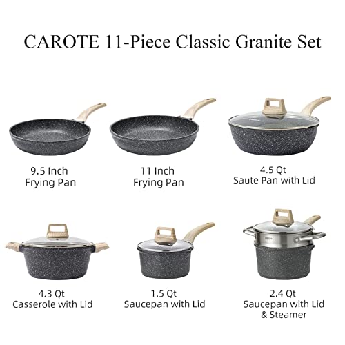 Carote Nonstick Induction Cookware Set 10 Piece, Healthy Non Stick Pots and  Pans Set PFOS, PFOA Free