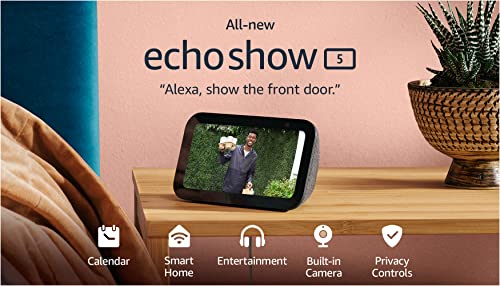 All-new Echo Show 5 (3rd Gen, 2023 release) | Smart display with deeper bass and clearer sound | Charcoal