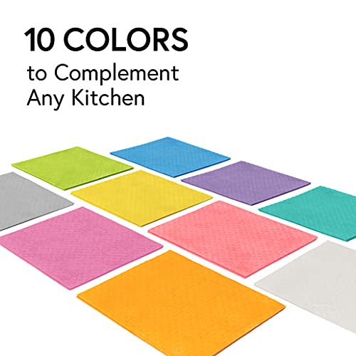 Swedish Wholesale Swedish Dish Cloths - 10 Pack Reusable, Absorbent Hand Towels for Kitchen, Counters & Washing Dishes - Cellulose Sponge Cloth - Eco Friendly Gifts - Assorted