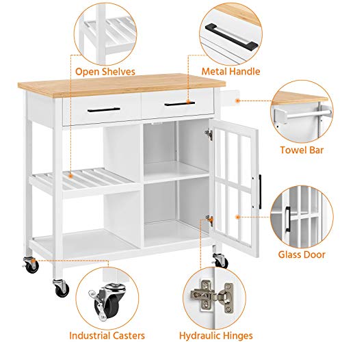 Yaheetech Kitchen Cart Bamboo