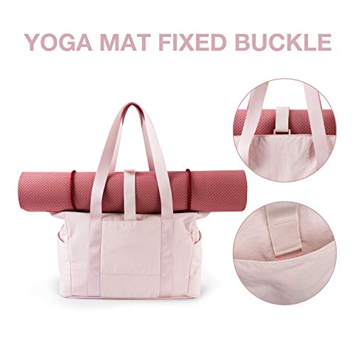  BAGSMART Women Tote Bag with Zipper Gym Bag Laptop Shoulder  Handbag Nurse Yoga Bag with Yoga Mat Buckle for Sports,Work