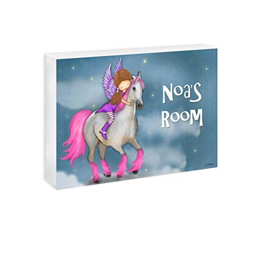 African American Girl Unicorn Personalized Name Door Sign Kids Room Decoration Baby Nursery Gift