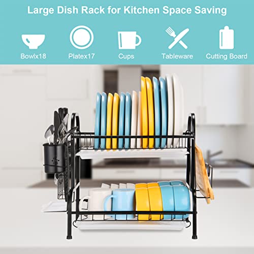 Dish Drying Rack, 2 Tier Stainless Steel Dish Rack with Drainboard, Ut -  Jolinne