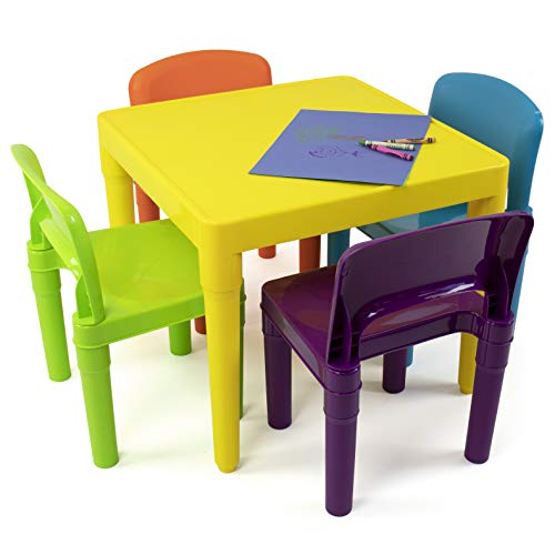 Humble Crew, Vibrant Kids Plastic Table and 4 Chairs Set - Jolinne