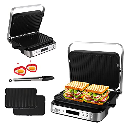 Artestia Electric Indoor Searing Grill-Electric Griddler of Cooking Gifts,1600W smokeless grill indoor with Removable Plates, Multifunction Press Sandwich Maker Kitchen Essentials for New Home