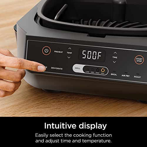  Ninja EG201 Foodi 6-in-1 Indoor Grill with Air Fry, Roast,  Bake, Broil, & Dehydrate, 2nd Generation, Dishwasher Safe, Black/Silver:  Home & Kitchen