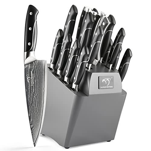 18 Pieces Damascus Kitchen Knife Set, 8 Piece Steak Knives, Non-slip A -  Jolinne