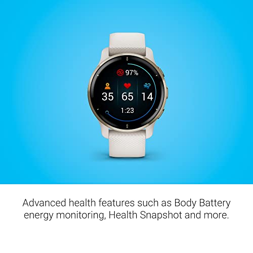 Garmin Venu 2 Plus, GPS Smartwatch with Call and Text, Advanced Health Monitoring and Fitness Features, Light Gold with Ivory Band