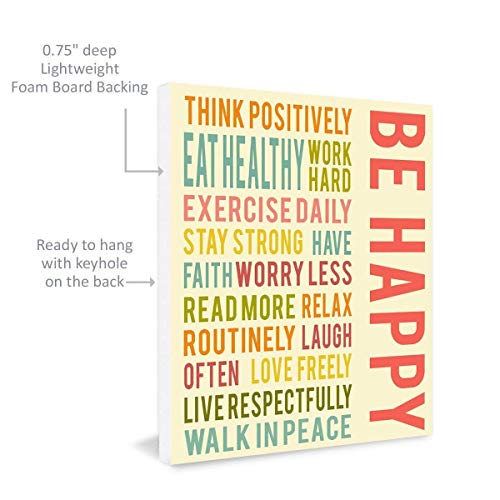 Be Happy Wall Plaque Foam Board Backing Home Decor Positive Inspirational Artwork Ready To Hang