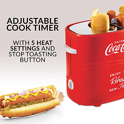 Nostalgia 2 Slot Hot Dog and Bun Toaster with Mini Tongs, Retro Toaster,  Cooker that Works Chicken, Turkey, Veggie Links, Sausages Brats, Metallic  Red