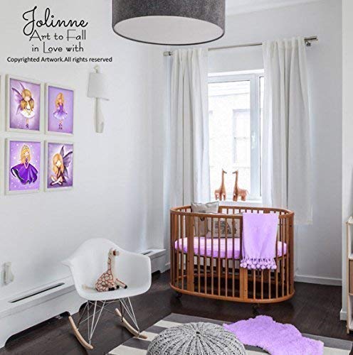 Set Of 4 Art Prints Girls Room Purple Pictures Baby Purple Nursery Decor Unframed Posters 8x10