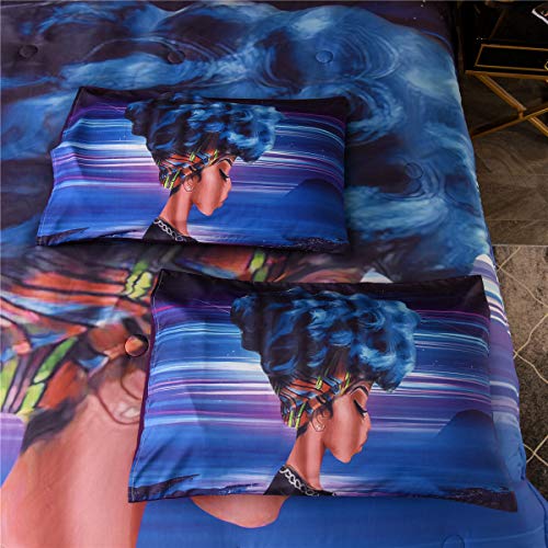 African American Cool Girl Comforter Sets Twin Purple, Exotic Style Black Woman Microfiber Bedding Quilted Sets for Ladies Girls (Purple, Twin)