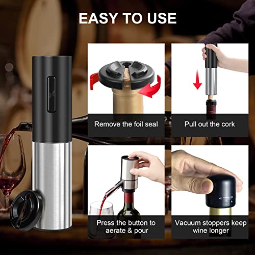 Wine Accessories Set - Rechargeable Electric Wine Opener, Wine Aerator  Pourer, Vacuum Pump and Stoppers, Foil Cutter - Gifts for women, wine  lovers