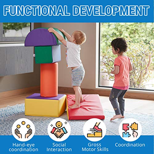 Best Choice Products 5-Piece Kids Climb & Crawl Soft Foam Block Playset Structures for Child Development Motor Skills