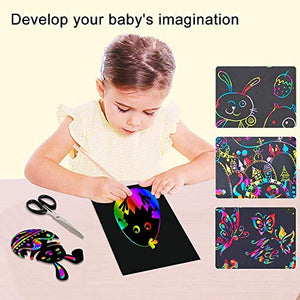 ZMLM Scratch Art Set, 50 Piece Rainbow Magic Scratch Paper for